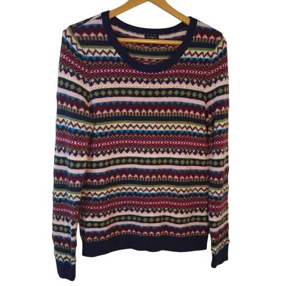 Talbots Mixed Pattern Fair Isle Knit Sweater w/ Rhinestones β Size Small - Picture 9 of 9